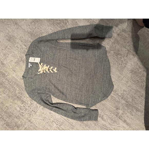 Splendid Tops - NWT Splendid Women's Gray Lace-Up Long Sleeve Thermal Top Small retail $118